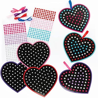 Baker Ross FC463 Lot de 5 peintures en forme de cœur à paillettes pour la Saint Valentin