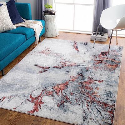 Surya New York Abstract tapijt - vloerkleden voor woonkamer, eetkamer, lounge, nachtkastje - modern marmeren tapijt, zachte luxe, gemakkelijk te onderhouden middelgrote pool, groot tapijt 160 x 220