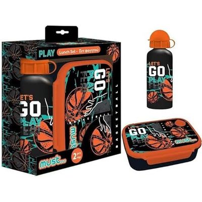 DIAKAKIS Set borraccia in alluminio 500 ml e sandwichera 800 ml Basketball di Must