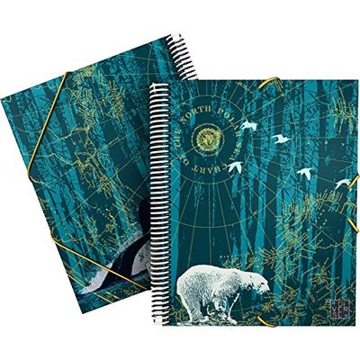 Grafoplás 39822450 Hoesmap A4 met spiraal, verschillende collectie, North Polar, deksel van polypropyleen, elastische rubberen sluiting, 30 transparante hoezen, incl. envelop met textielsluiting