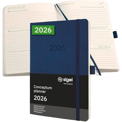 SIGEL C2632 Wochenkalender Conceptum 2026, ca. A5, dunkelblau: Agenda Conceptum, Classic, Softcover