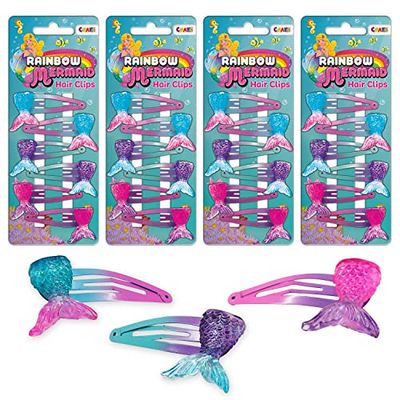 CRAZE Mermaid Hair Clips Megaset 24 Haarspangen Meerjungfrau Haarklammern Haarschmuck für Kinder, 29640, Multicolore, Barrettes SIRÈNE Pack de 4