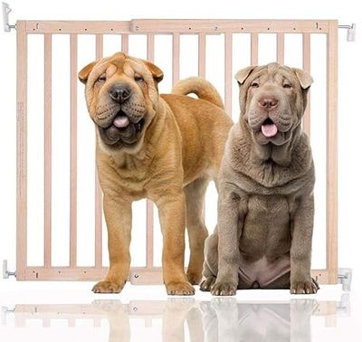 Bettacare Chunky Wooden Screw Fit Dog Gate, 63.5cm - 105.5cm, Natural, Wooden Dog Gate Gate, Screw Fit Pet Stair Gate, Puppy Gate, Stylish and Practical Safety Barrier