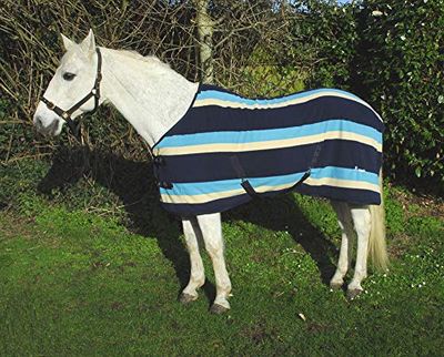 Rhinegold Elite Fleece Travel/Day Rug Alfombra de Forro Polar, Rayas Turquesa, 6'0"