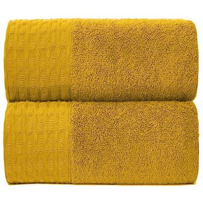 GC GAVENO CAVAILIA Toalla de Mano 100% algodón o súper Suave Absorbente, 600 g/m², Extra Grande, egipcia, Ocre, Paquete de 2 Toallas de baño