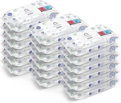 Marca Amazon: Mama Bear Toallitas húmedas Sensitive para bebés, sin perfume, 1008 piezas (18 paquetes de 56)