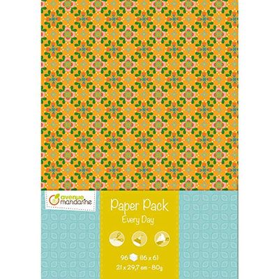 Avenue Mandarine - Ref CC044C - Paper Pack (A4) - Everyday Patterns - 96 Sheets, 16 Different Designs, Printed Patterns on 80gsm Paper, Suitable for DIY Projects