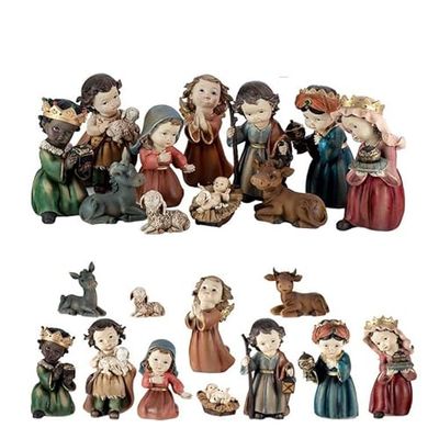 DRW Mystère Belen Enfant 11 Pièces Couleur Résine Peinte à la Main 18 cm