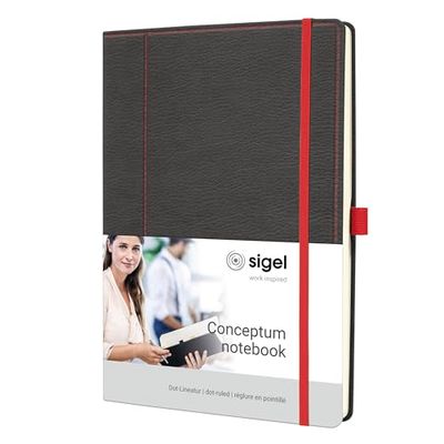 SIGEL CO694 Notizbuch Conceptum, Design Casual, ca. A4, dotted, grau, rot