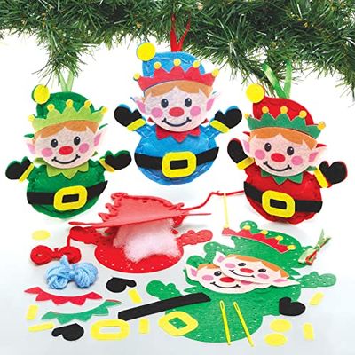 Baker Ross FE962 Christmas Elf Sewing Kits Creative Activities for Kids, Ideal Christmas Arts and Crafts Project ,Blue,Green,Red, Pack of 3,