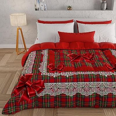 PETTI Artigiani Italiani - Winterdekbed voor Frans bed, dubbelzijdig dekbed, effen en digitale print, Schots patroon, gemaakt in Italië