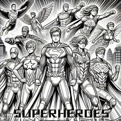 Superheroes coloring book