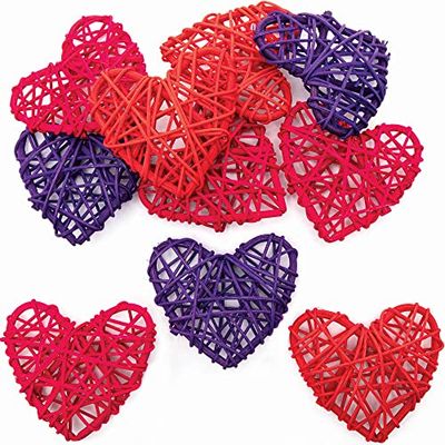Baker Ross Rood, Roze en Paarse Rotan Hartjes - Pak van 10, Natuurlijke Knutselspullen voor Kinderen, Knutselmaterialen voor Kinderen (FC312)