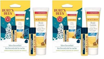 Burt's Bees Gift Set for Lip & Body, Vanilla Bean Lip Balm & Mini Milk & Honey Body Lotion, Hive Favorite Limited Edition (Pack of 2)