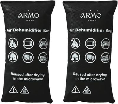 Armo® 1KG Car Van Reusable Dehumidifier Home Large Dry Car Moisture Window Windscreen Moisture Dew Absorber Pad Reusable Damp Remover (2), Black
