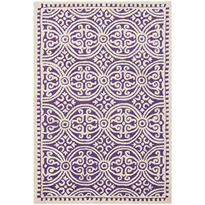 SAFAVIEH Tapis Traditionnel Pour Salon, Salle à manger, Chambre à coucher - Cambridge Collection, Tapis à poil court, Mauve et Ivoire, 91 X 152 cm
