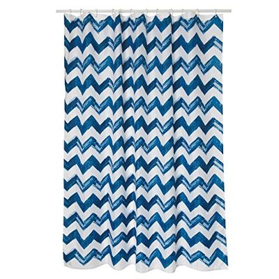 MSV, Rideau de Douche en Polyester de Qualité Premium, Design Le Cap, Idéal pour Salle de Bain, Résistant à l'eau, Dimensions 180x200 cm, Couleur Bleu & Blanc