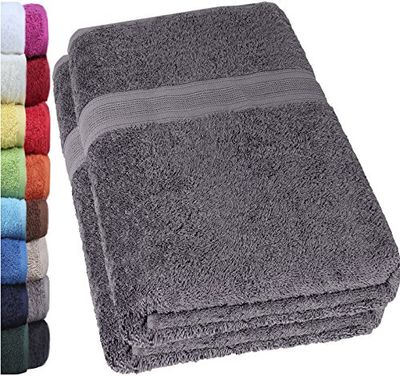 NatureMark Pacote de 2 toalhas de banho de 70 x 140 cm, toalha de duche em embalagem dupla, cor: Cinzento antracite