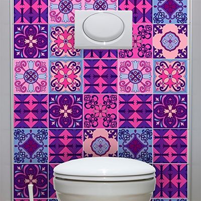 Stickers voor wandtegels Azulejos 15 x 15 cm Violet Byzantine