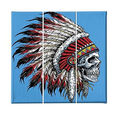 Homemania Wandfoto, Skull, 3-delig, kunst en graffiti, voor woonkamer, slaapkamer, meerkleurig, 69 x 3 x 50 cm, -HM203PKNV-65, polyester, hout