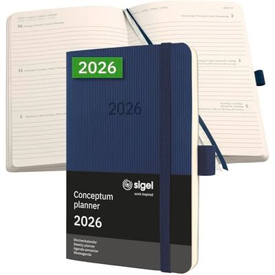 SIGEL C2633 Wochenkalender Conceptum 2026, ca. A6, dunkelblau: Agenda Conceptum, Classic, Softcover