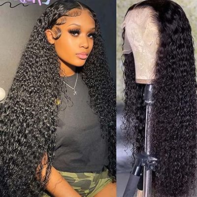 Filrku Exfoliate Water Wave Lace Front Wigs Human Hair 13x4 HD Transparent Glueless Lace Frontal Wigs for Women 180% Density Wet and Wavy Human Hair Wigs 26 inch
