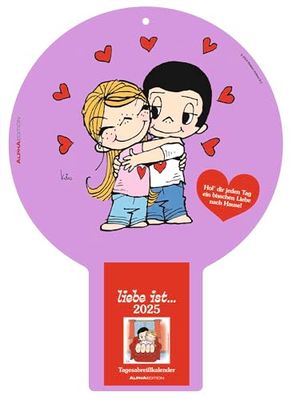 Alpha Edition - Love ist... Calendario 2025, 22,5 x 31,5 cm, calendario con fogli da strappare, belle frasi ogni giorno, calendario tedesco