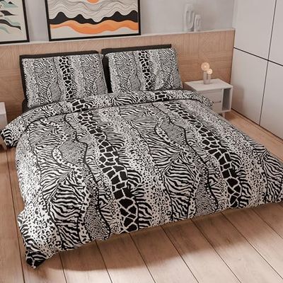 PETTI Artigiani Italiani - Dubbelt Påslakan 250x200cm, Påslakan Mikrofiber Med Digitaltryck + 2 Örngott 50x80cm - Tillverkad i Italien - Djur 05