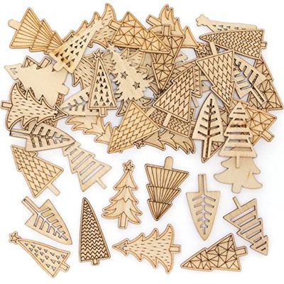 Baker Ross FE982 Mini Formes en Bois pour Enfants motif Sapin de Noël - Lot de 72, Forme en Bois a Peindre Decoration, Loisirs Créatifs Enfants, Activites Manuelles pour Enfants