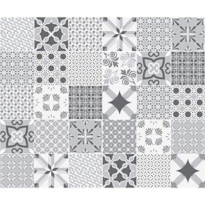 Adesivo per piastrelle da 30 pezzi per bagno e cucina | Piastrelle in Ceramica Autoadesive Effetto Mosaico | Adesivi murali in porcellana 15 x 15 cm - Romantica scala di grigi