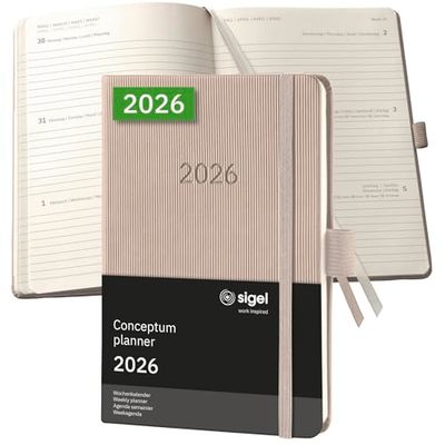 SIGEL C2661 Wochenkalender Conceptum 2026, ca. A6, taupe: Agenda Conceptum, Classic, Hardcover