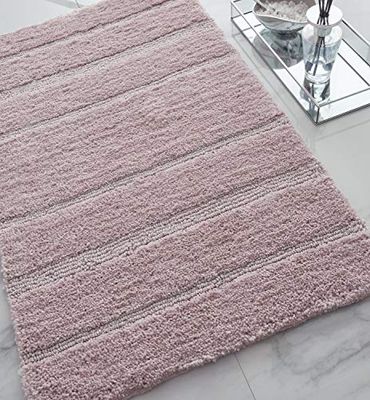 Catherine Lansfield Brillant Tapis de Bain, Polyester, Rose poudré, Bathmat