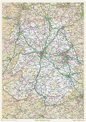 Mapa histórico del condado de Shropshire-Recubierto de plástico