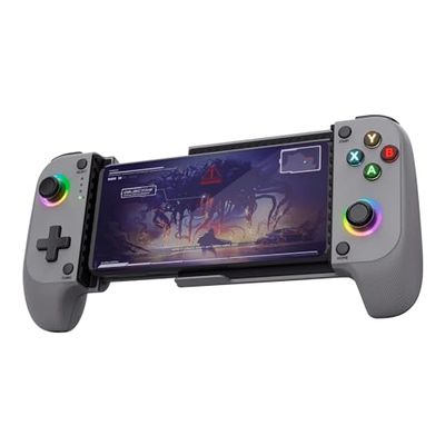 Trust GXT 735G Mylox Bluetooth Mobile Gaming Controller for Iphone/Android / PS5 / Xbox, 12h Playtime, Dual Feedback Vibration, RGB Lighting, Handheld Phone Controller Wireless Gamepad, Grey