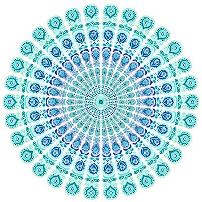 Miracle Home Mandala/Paréo Multi 305, 100% Coton, Turquoise, 180 RD