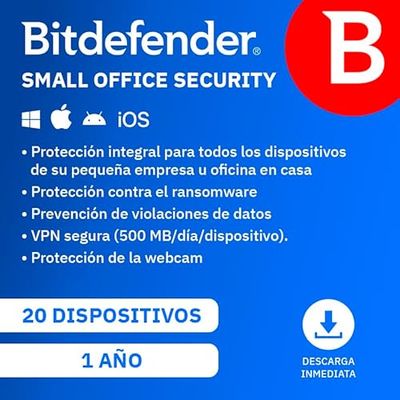 Bitdefender Small Office Security | 20 dispositivos | 1 año | PC/Mac/Móvil | Código de activación enviado por email