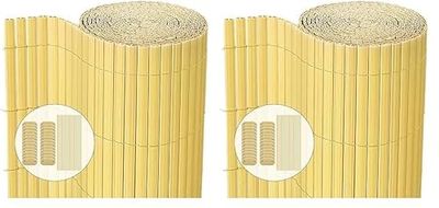 vounot® Canisse en PVC Brise Vue Ultra Renforcé avec Attaches de Fixation Double Face pour Jardin Balcon et Terrasse Résistante à la Corrosion et aux Intempéries 90x500cm Beige (Lot de 2)