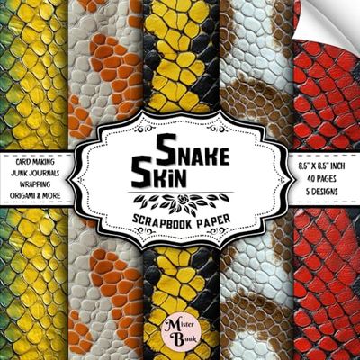 Snake Skin Scrapbook Paper: Double Sided Sheets | Reptile Pattern for Collage, Junk Journals, Decoupage, and Various DIY Craft Projects | 8.5" x 8.5" (21.59 x 21.59 cm)