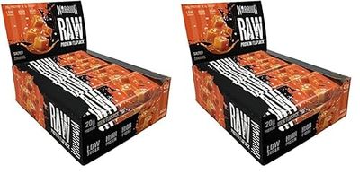 Warrior Raw Protein Flapjacks – 12 Bars x 75g Each – Packed with 20g of Protein – Low Sugar, High in Fibre (Salted Caramel) (Pack of 2)