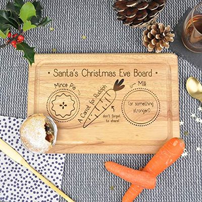 eBuyGB Wooden Snack Tray Eve Board, Santa Claus Rudolph Reindeer Treat Plate, Father Christmas, Wood