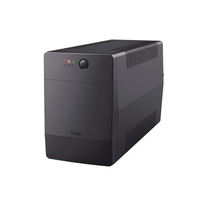 Trust Paxxon UPS Ononderbroken Stroomvoorziening 1000 VA, Batterijbeveiliging en Overspanningsbeveiliging, 4 Schuko-uitgangen - Zwart