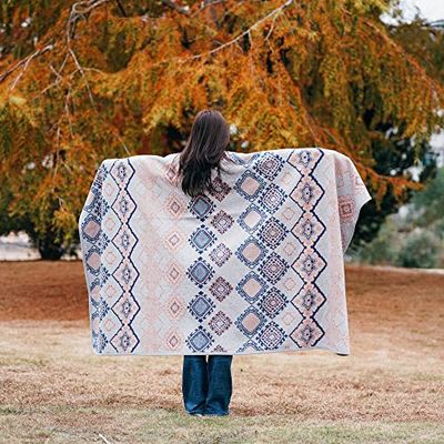 ACUSHLA Couverture de Camping en Laine mérinos – Chaude, épaisse et Lavable pour Grand lit, canapé, Camping, extérieur, terrasse, Toutes Saisons, scandinave, Gris, 190 x 160 cm