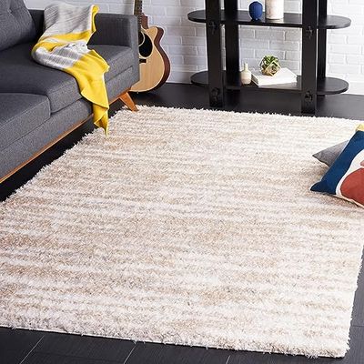 Safavieh lurvig matta för vardagsrum, matsal, sovrum – Lindsay-kollektion, kort lugg, beige, 152 x 229 cm