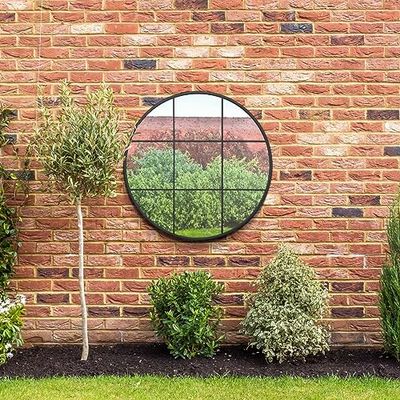 MirrorOutlet The Circulus - Espejo de Pared Redondo Redondo para jardín (100 cm x 100 cm), Color Plateado con Respaldo Negro para Todo Tipo de Clima.