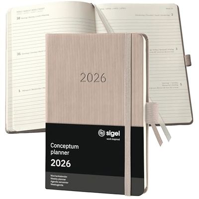SIGEL C2661 Wochenkalender Conceptum 2026, ca. A6, taupe