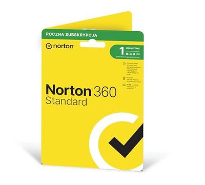 Norton 360 Standard 2024, Na 1 Urządzenie, Roczna Subskrypcja, Zawiera Program Antywirusowy, Secure VPN Oraz Password Manager, PC/Mac/IOS/Android, Wersja Pudełkowa