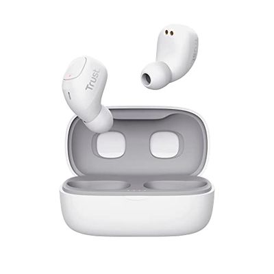 Trust Mobile Nika Compact Draadloze Bluetooth Oordopjes Wireless Earphones, 18 Uur Speeltijd in Totaal, Ingebouwde Microfoon, TWS, voor PC, Laptop, Smartphone, Tablet - Wit