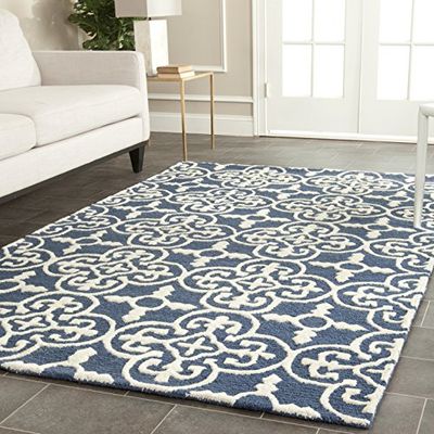 Safavieh Tapis Traditionnel pour Salon, Salle à Manger, Chambre à Coucher - Cambridge Collection, Tapis à Poil Court, Marine et Ivoire, 183 x 274 cm