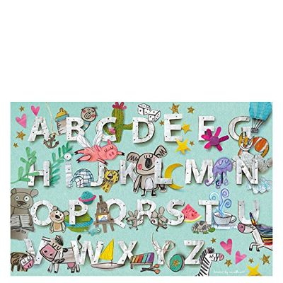 LAROOM Tapijt Bollato Kids Design abecedari 100x133cm groen