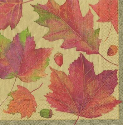 Caspari 13521C Watercolor Leaves Lot de 20 Serviettes Cocktail Tissu/Papier Multicolore 12,5 x 12,5 x 0,02 cm